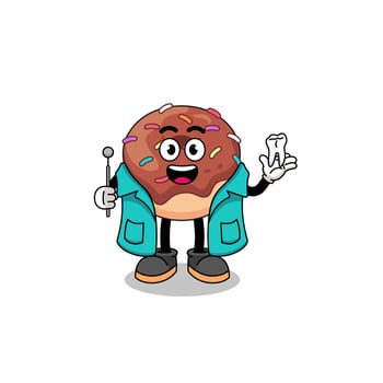 Illustration of donuts mascot as a dentist vector