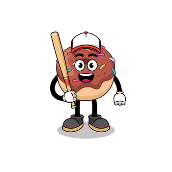 donuts mascot cartoon as a baseball player vector