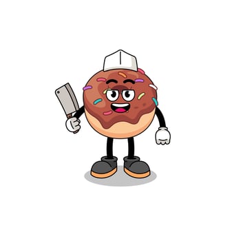 Mascot of donuts as a butcher vector