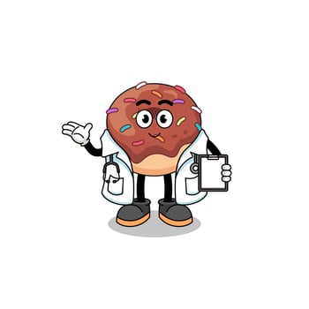 Cartoon mascot of donuts doctor vector