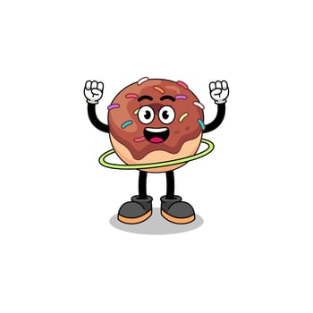Character Illustration of donuts playing hula hoop vector