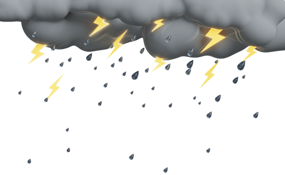 Cloud and rain with thunder, water splash in the rainy season isolated. concept 3d illustration or 3d render png
