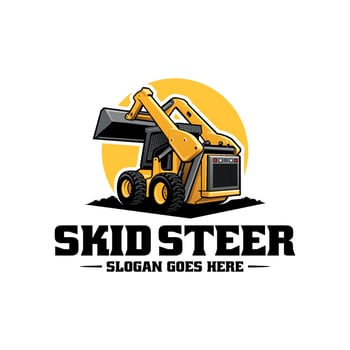 skid steer heavy equipment illustration logo vector