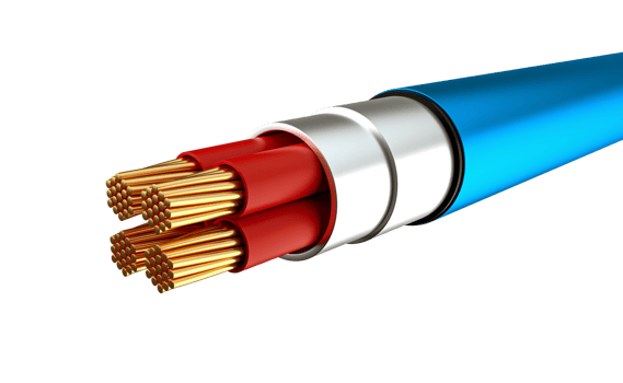 intelligent power cable, copper wires with circuit sparks isolated 3d illustration png