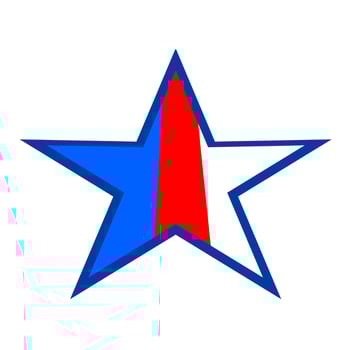 Star icon in three different colors blue, red and white isolated on white background. Great for web logos. Vector illustration.