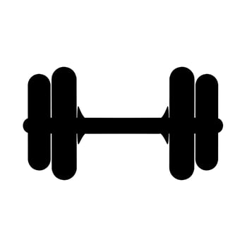 Black kettlebell icon and black dumbbell illustration. Healthy lifestyle concept. Great for gym, sports fitness and muscle building. vector