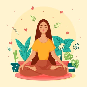 Self Care Mental Health Meditation Concept vector