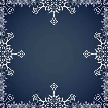 Christmas frame with drawn snowflakes on the edges vector