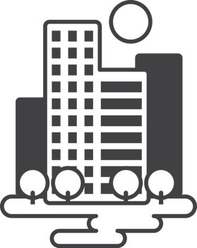 exterior hotel building illustration in minimal style png