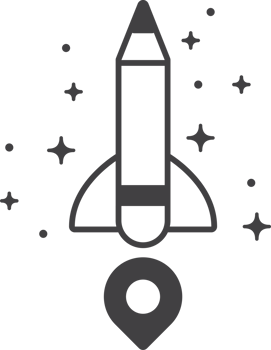 pencil with rocket illustration in minimal style png