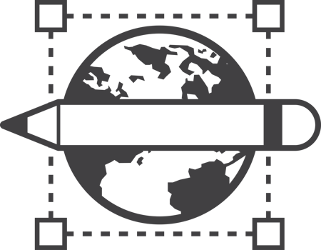 globe and pencil illustration in minimal style png