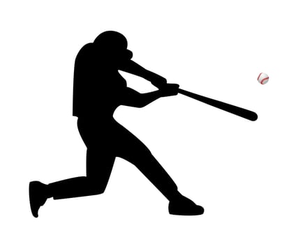 baseball player hits the ball on a white background vector
