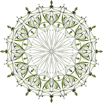 Arabesque Islamic mosque mandala of Persian decorations elegant pattern Arabic olive color floral background line art vector