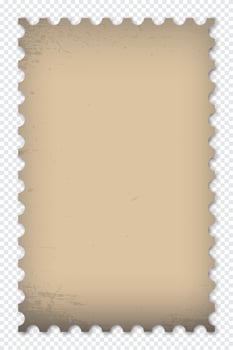 Old grunge postage stamp. Clean postage stamp template. Postage stamp border. Mockup postage stamp with shadow. Blank postage stamp. Vector illustration