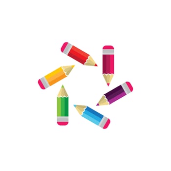 Color pencil logo images vector