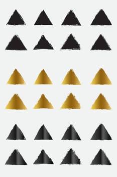 Set of grunge triangle border frames with black gold and metallic color vector