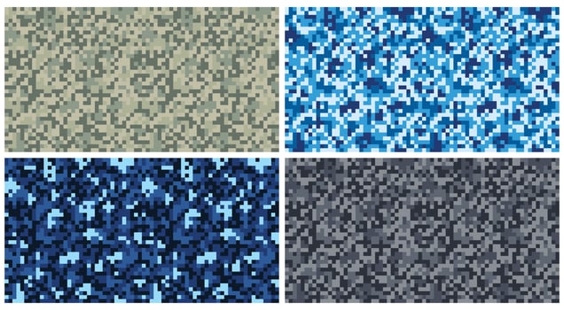Modern Pixelated Digital fashionable camouflage pattern, vector illustration print. Seamless vector wallpaper background