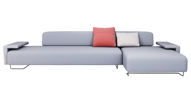 3d Furniture modern blue fabric double sofa isolated. png