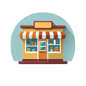 Flat cartoon style shop facade front view. Modern flat storefront or supermarket design. png