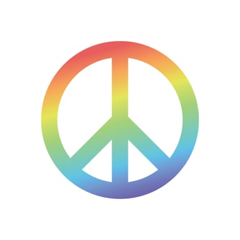 Symbol of peace. Rainbow gradient design. Vector illustration of isolated sign of peace. Pacifistic concept. Colorful icon on white background