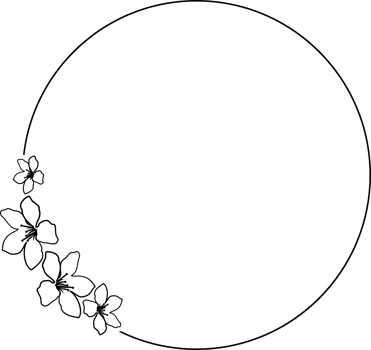 Circular frame decorated with some flowers in black png