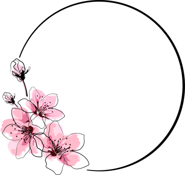 Circular frame decorated with some flowers png
