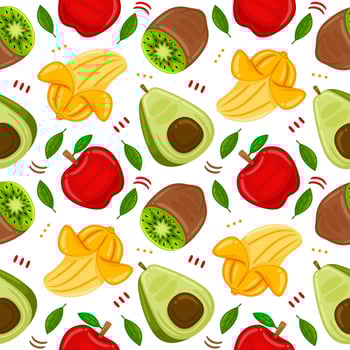 Fruits Seamless Pattern in Flat Design Style vector