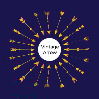 Vintage Arrow Clip art Set in Vector on Blue Background