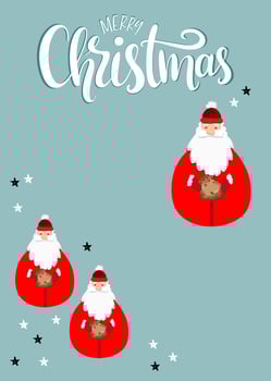 Merry christmas postcard with santa and stars vector