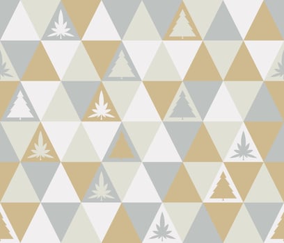 Seamless Cannabis Leaf Christmas Tree Background Pattern vector
