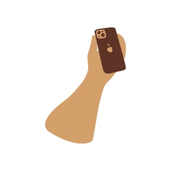 aesthetic hand hold phone handdrawn organic element art vector