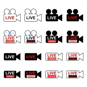 Live video icon vector design set