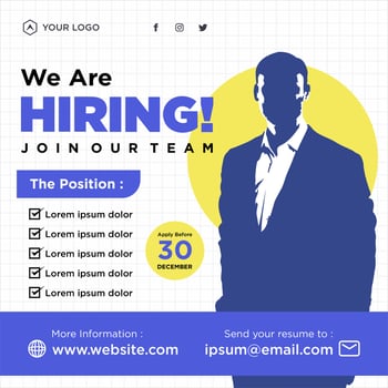 We are hiring job position social media post template vector