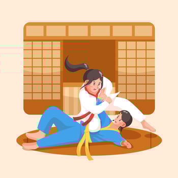 Women Jiujitsu Figthing vector