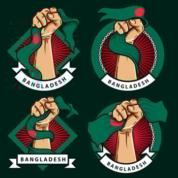 fist hands with bangladesh national flag illustration vector