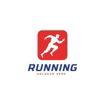 Running club logo template, Marathon tournament logptype, Sport team identity. Fitness, athlete training for life symbol, Creative lettering logo design. vector