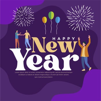 Happy new year city background banner greeting celebration vector