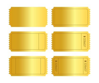 Golden ticket vector design template. Premium coupon festival paper symbol.