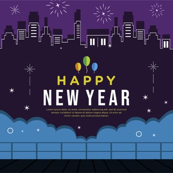 Happy new year greeting celebration vector