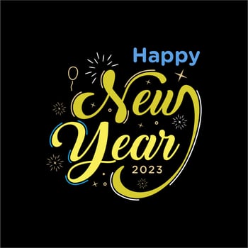 Happy new year greeting celebration Premium Vector
