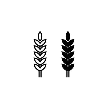 Wheat black white icon flat logo vector