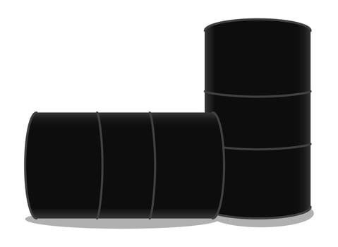 black simple glossy enamel metal oil fuel gasoline barrel on white background. Vector illustration. EPS 10.