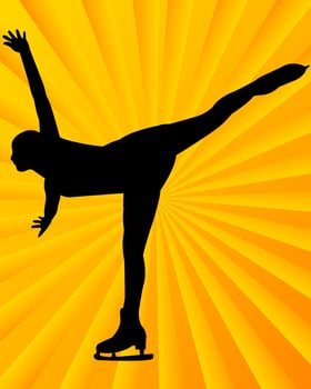 figure skater on a yellow orange background vector