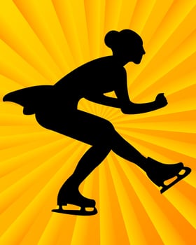 figure skater on a yellow orange background vector