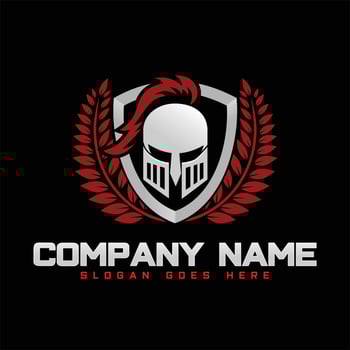 Spartan knight helmet logo design on white background vector