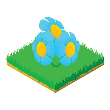 Summer meadow icon isometric vector. Beautiful bright chamomile flower on grass vector