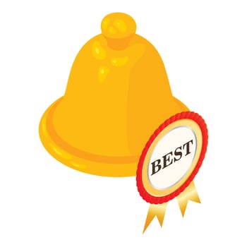 Golden bell icon isometric vector. School lesson bell icon and best sign vector