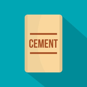 Bag of cement icon, flat style vector