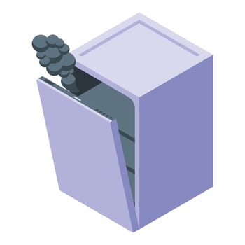 Smoking dishwasher icon isometric vector. Repair machine vector