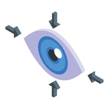 Eye concentration icon isometric vector. Focus brain vector